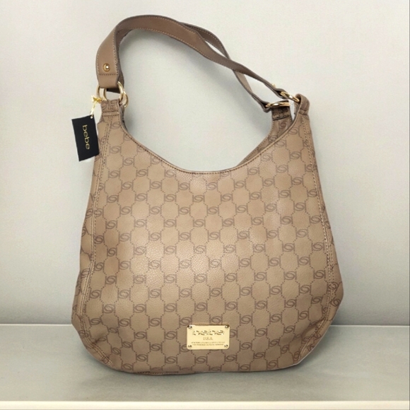 🆕️ Bebe Alexis Shopper Shoulder Bag In Taupe - Picture 1 of 17